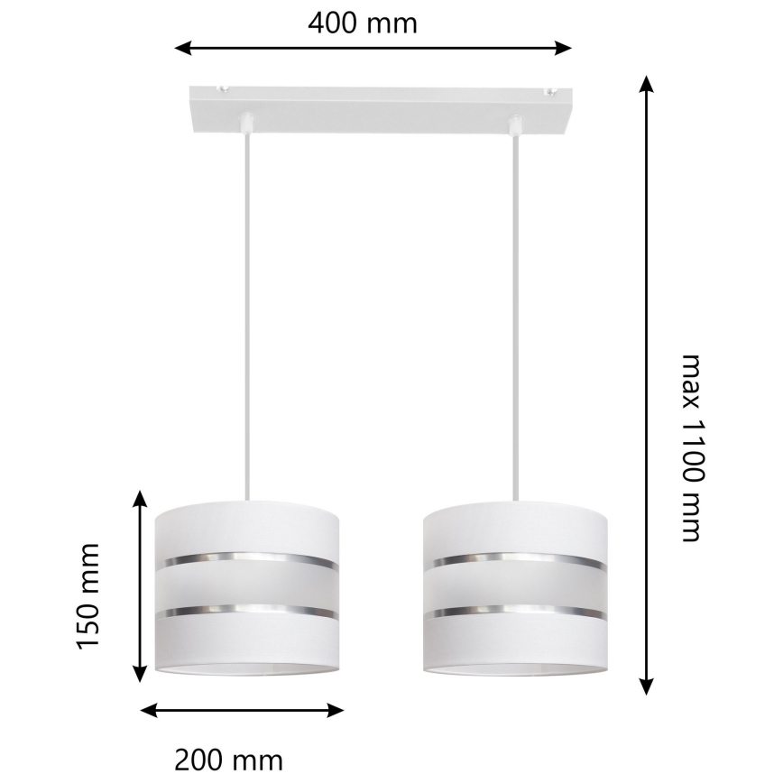 Πολύφωτο κρεμαστό ράγα  HELEN 2xE27/15W/230V λευκό