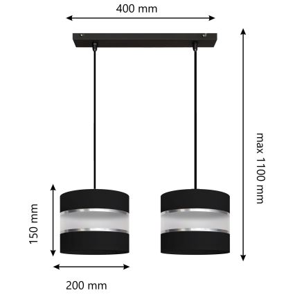 Πολύφωτο κρεμαστό ράγα HELEN 2xE27/15W/230V μαύρο