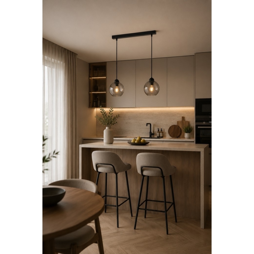 Πολύφωτο κρεμαστό ράγα UNO 2xE27/60W/230V μαύρο