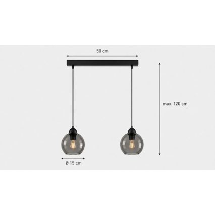 Πολύφωτο κρεμαστό ράγα UNO 2xE27/60W/230V μαύρο