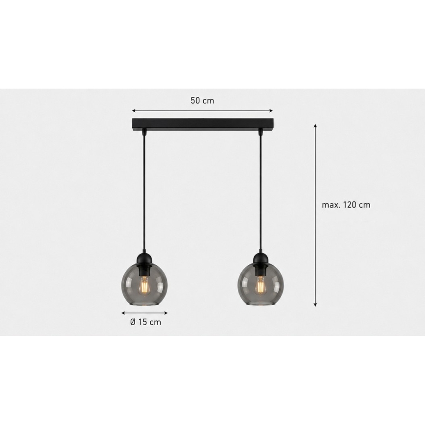 Πολύφωτο κρεμαστό ράγα UNO 2xE27/60W/230V μαύρο