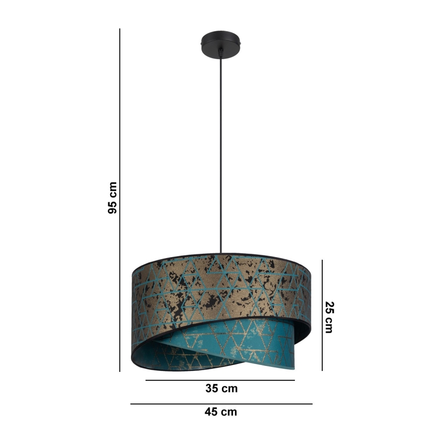 Πολύφωτο κρεμαστό REZO 1xE27/60W/230V τυρκουάζ/χρυσό