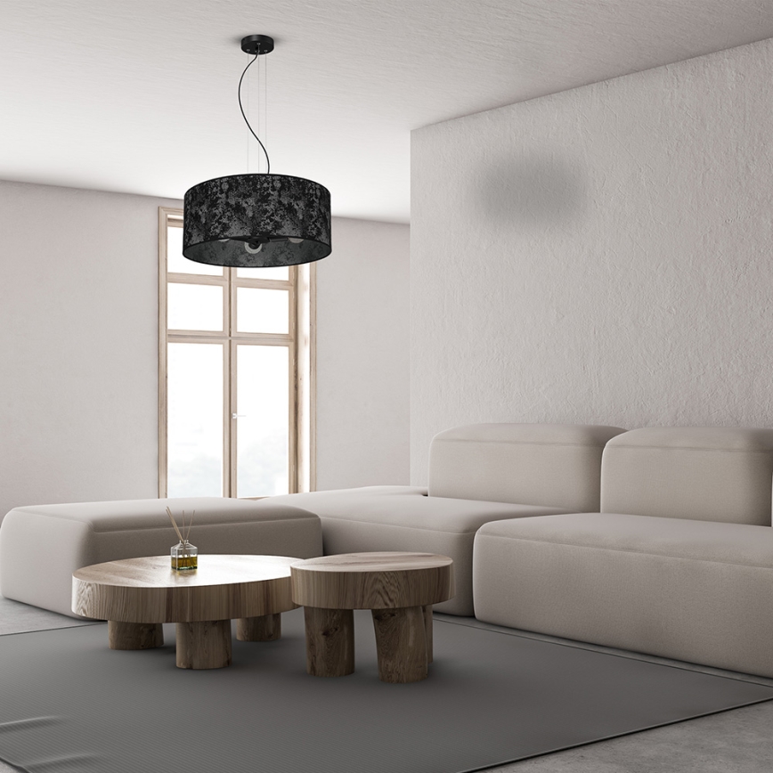 Πολύφωτο κρεμαστό SATINO 3xE27/60W/230V μαύρο/γκρι