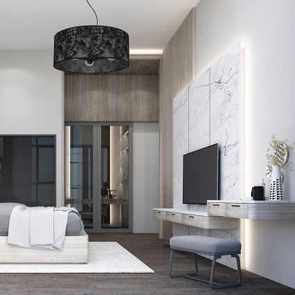 Πολύφωτο κρεμαστό SATINO 3xE27/60W/230V μαύρο/γκρι