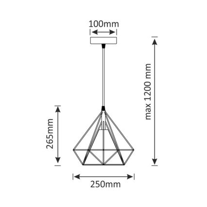 Πολύφωτο κρεμαστό με σύρμα BROXTON 1xE27/20W/230V