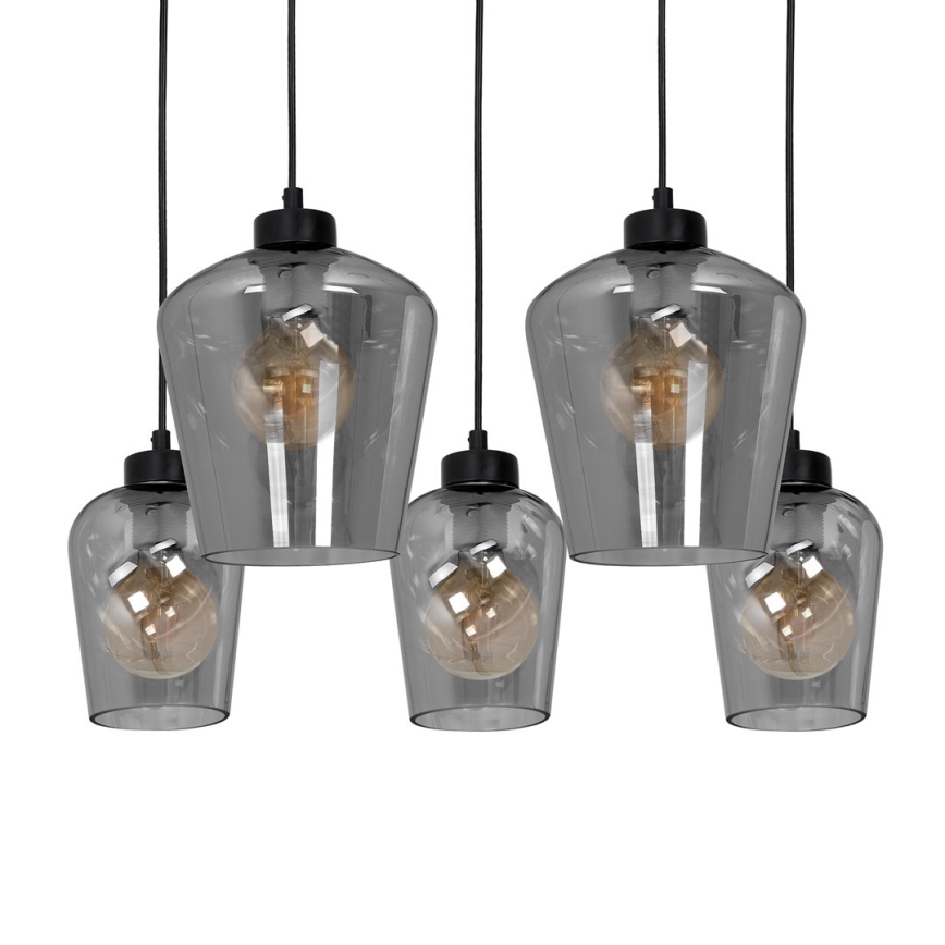 Πολύφωτο κρεμαστό με σύρμα SANTIAGO 5xE27/60W/230V μαύρο