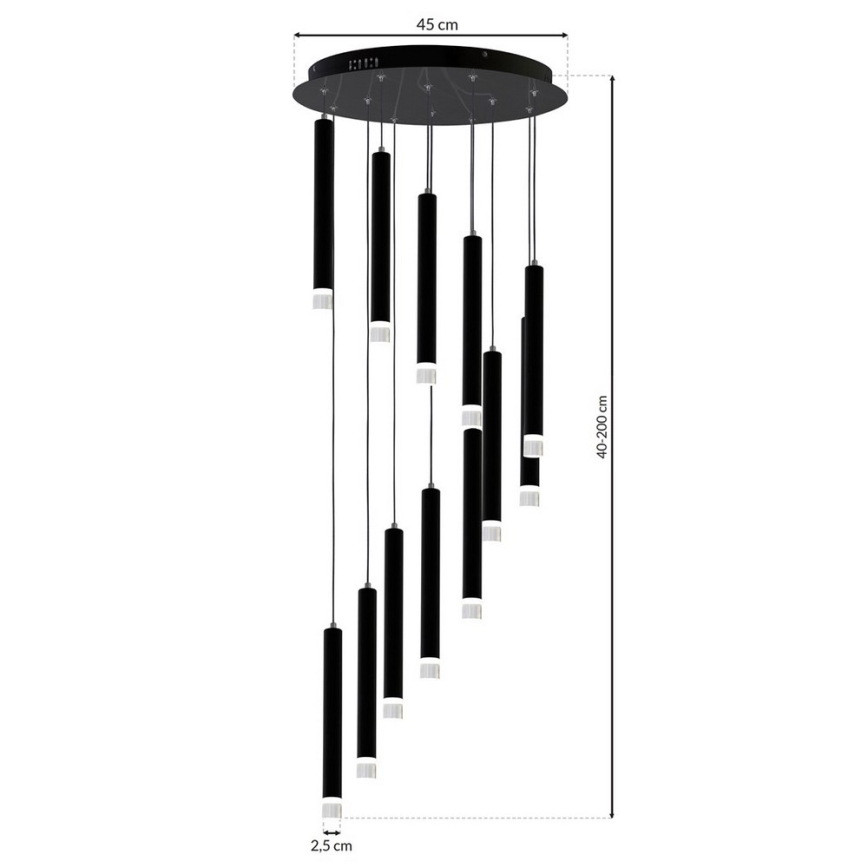 Πολύφωτο LED σε σχοινί CARBON 12xLED/12W/230V