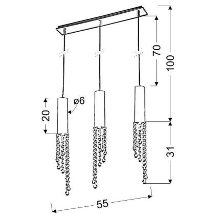 Πολύφωτο LED σε σχοινί DUERO 3xLED/3W/230V