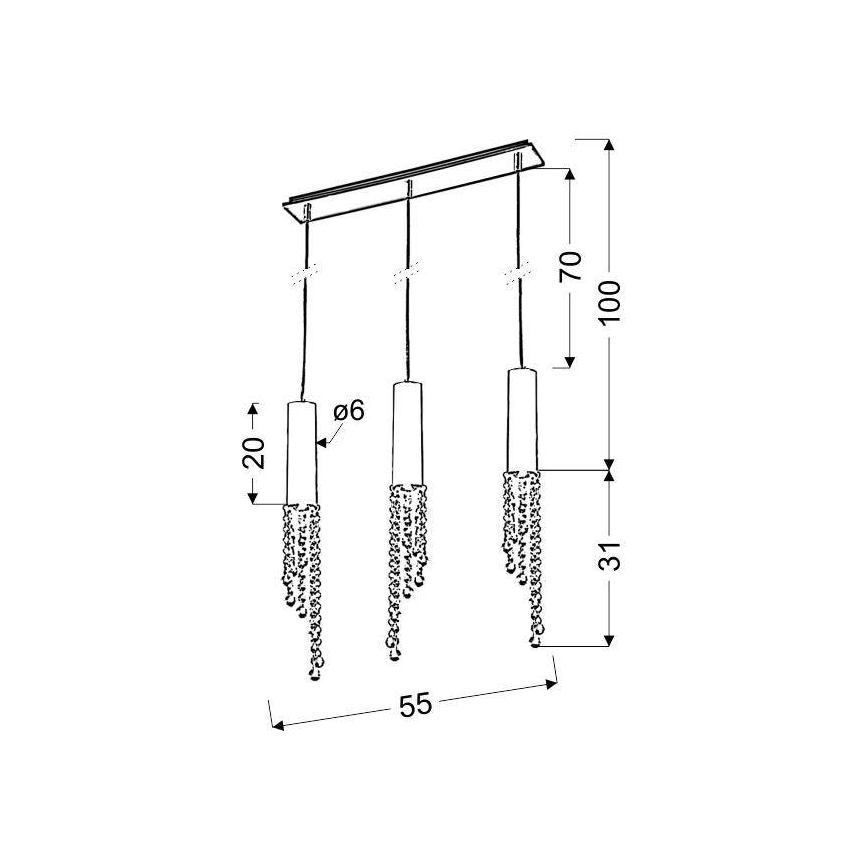 Πολύφωτο LED σε σχοινί DUERO 3xLED/3W/230V