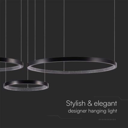 Πολύφωτο LED με συρματόσχοινο 3xLED/19W/230V 4000K μαύρο