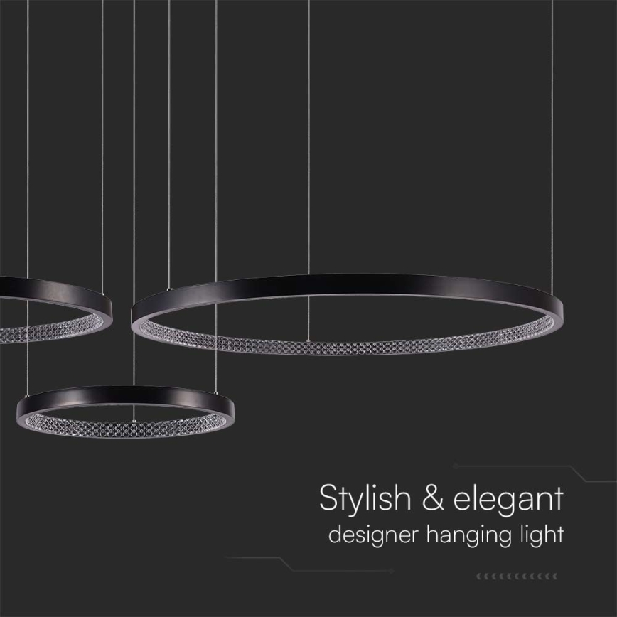 Πολύφωτο LED με συρματόσχοινο 3xLED/19W/230V 4000K μαύρο