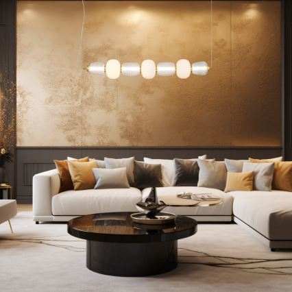 Πολύφωτο LED με συρματόσχοινο CARO LED/42W/230V χρυσαφί