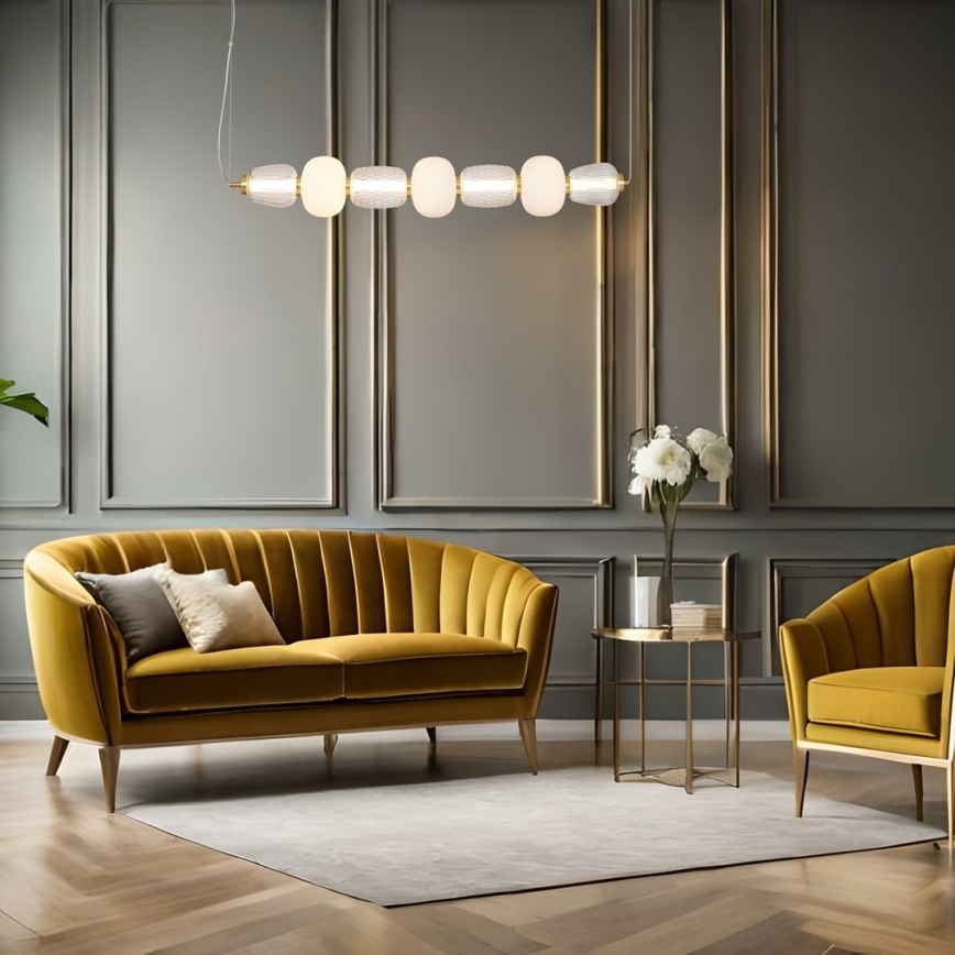 Πολύφωτο LED με συρματόσχοινο CARO LED/42W/230V χρυσαφί