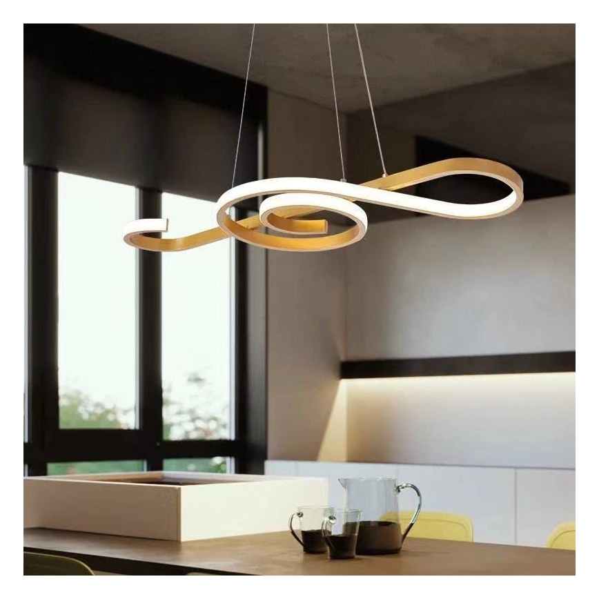 Πολύφωτο LED με συρματόσχοινο LED/18W/230V 3000K χρυσαφί