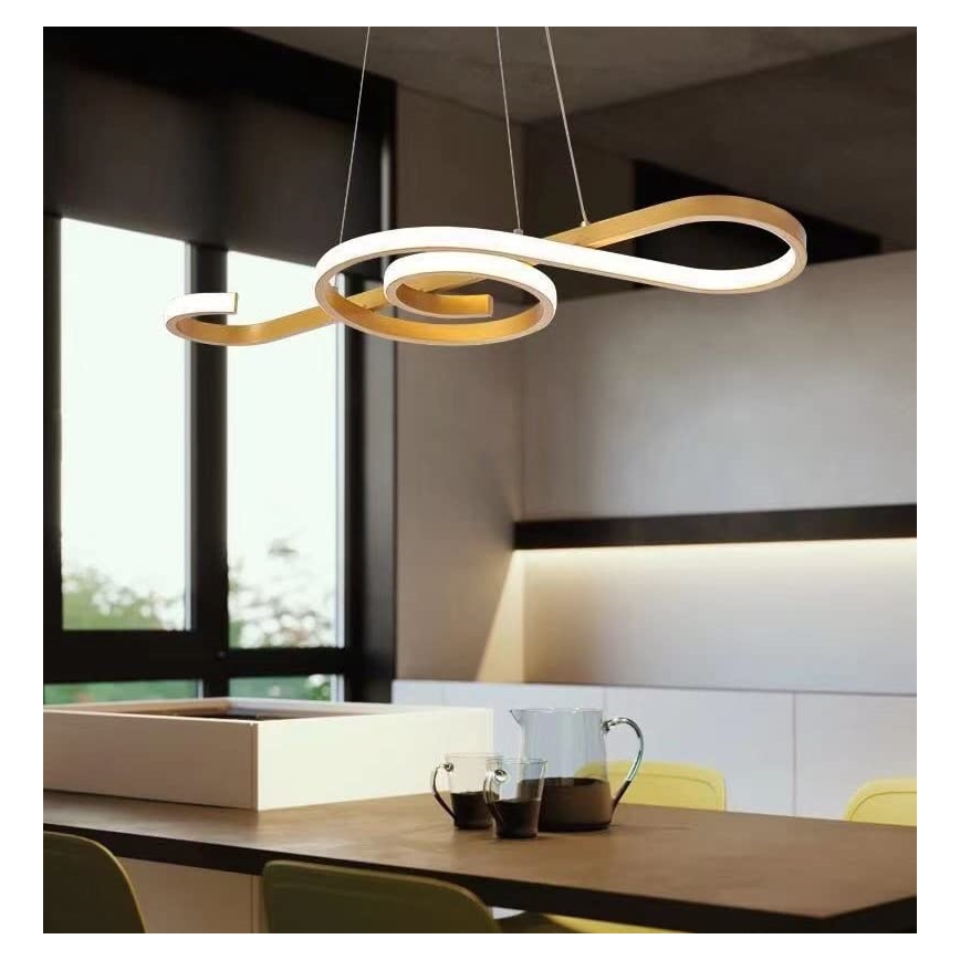 Πολύφωτο LED με συρματόσχοινο LED/18W/230V 3000K χρυσαφί