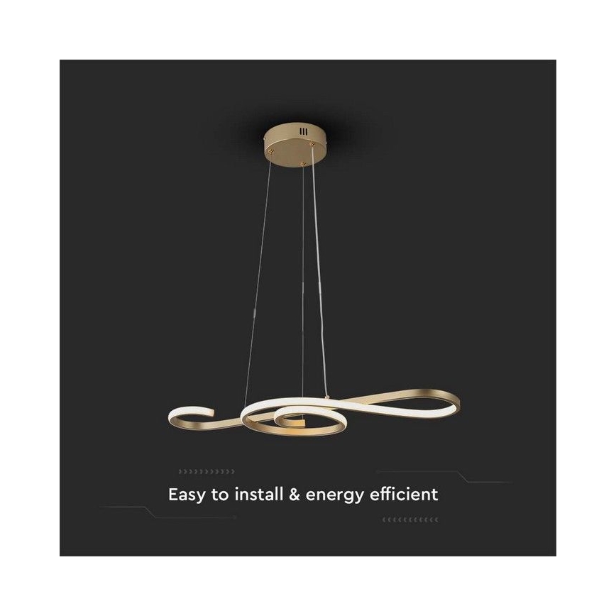 Πολύφωτο LED με συρματόσχοινο LED/18W/230V 3000K χρυσαφί