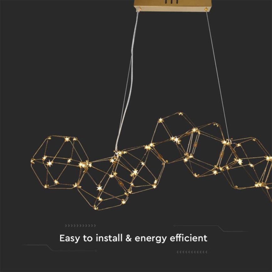 Πολύφωτο LED με συρματόσχοινο LED/28W/230V 3000K χρυσαφί