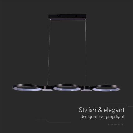 Πολύφωτο LED με συρματόσχοινο LED/38W/230V 3000K μαύρο