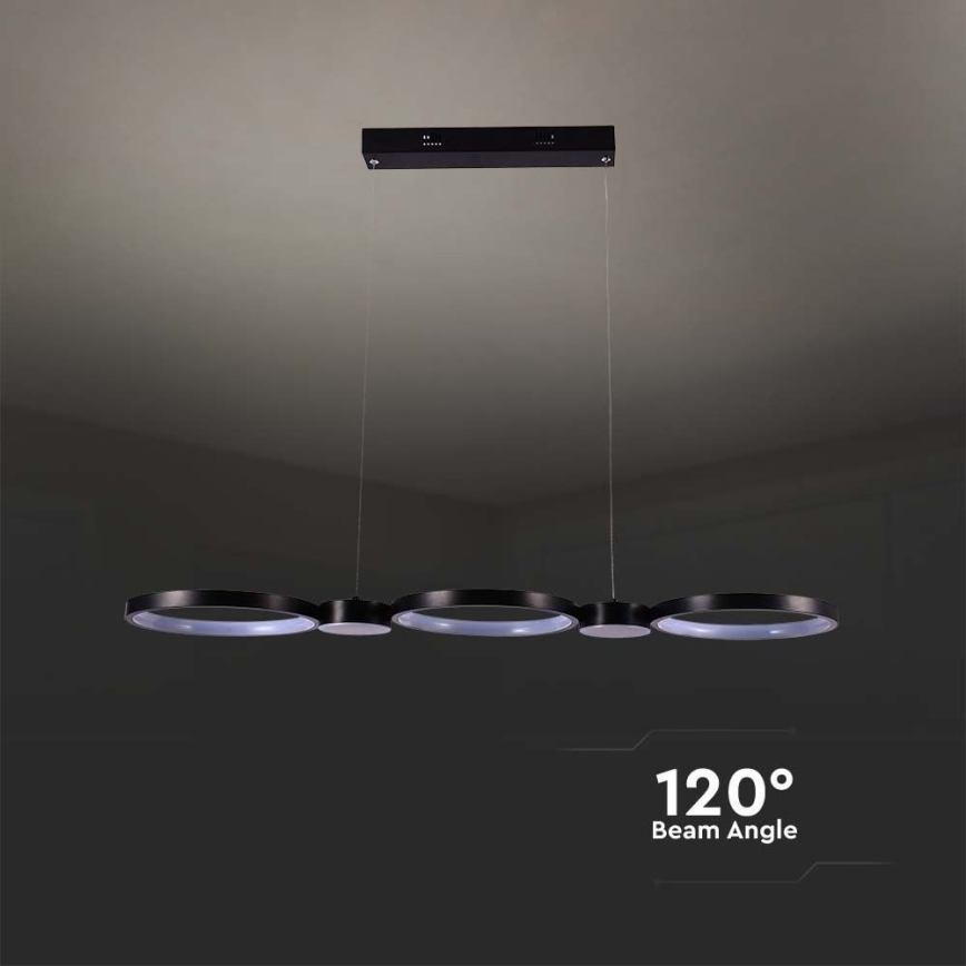 Πολύφωτο LED με συρματόσχοινο LED/38W/230V 3000K μαύρο