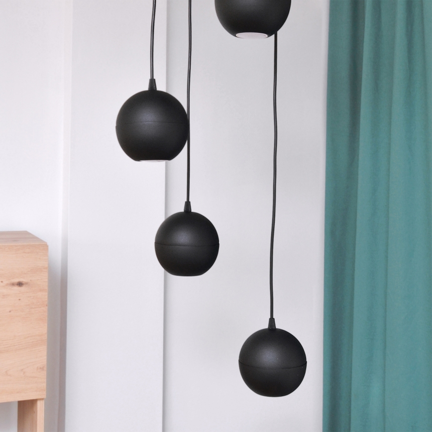 Πολύφωτο LED με συρματόσχοινο MIDWAY 4xGU10/4,8W/230V μαύρο