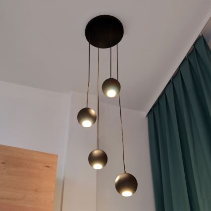 Πολύφωτο LED με συρματόσχοινο MIDWAY 4xGU10/4,8W/230V μαύρο