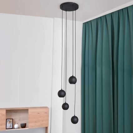 Πολύφωτο LED με συρματόσχοινο MIDWAY 4xGU10/4,8W/230V μαύρο