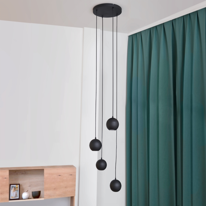 Πολύφωτο LED με συρματόσχοινο MIDWAY 4xGU10/4,8W/230V μαύρο