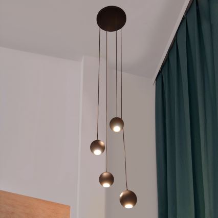 Πολύφωτο LED με συρματόσχοινο MIDWAY 4xGU10/4,8W/230V μαύρο