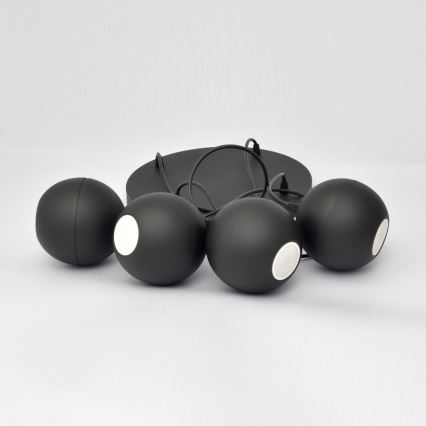 Πολύφωτο LED με συρματόσχοινο MIDWAY 4xGU10/4,8W/230V μαύρο