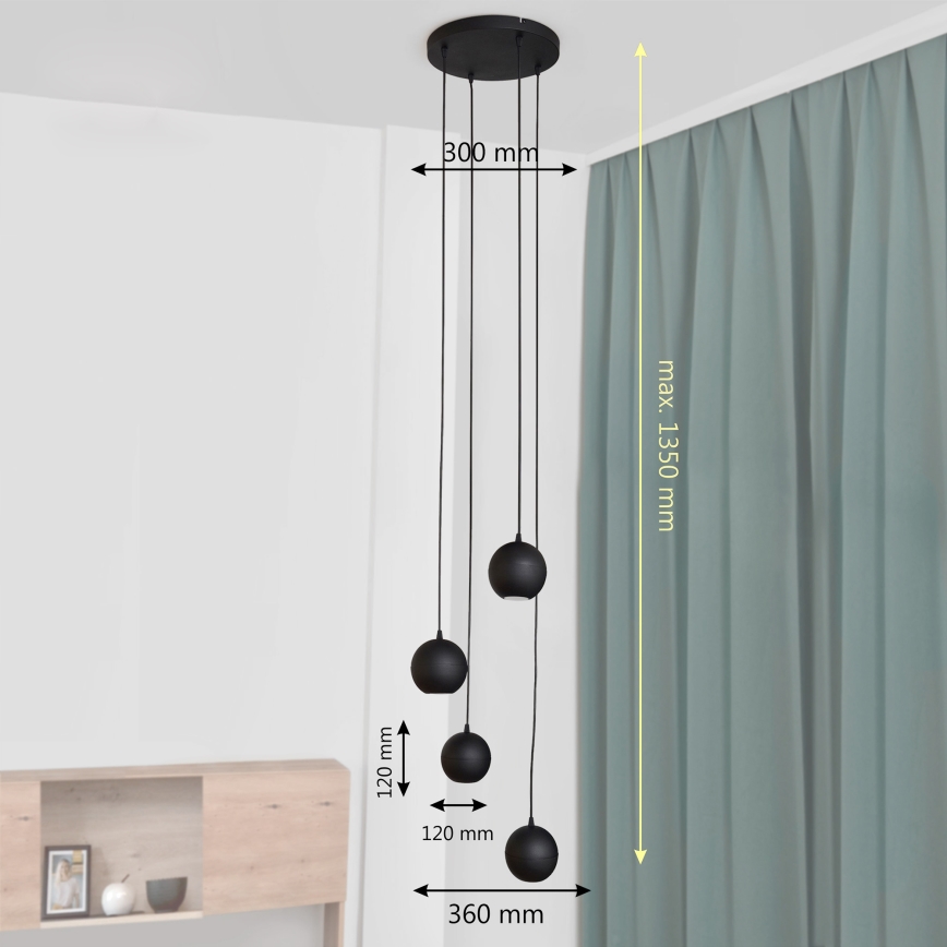 Πολύφωτο LED με συρματόσχοινο MIDWAY 4xGU10/4,8W/230V μαύρο