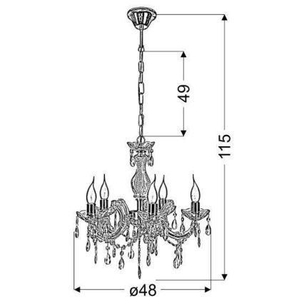 Πολύφωτο σε αλυσίδα MARIA TERESA 5xE14/40W/230V