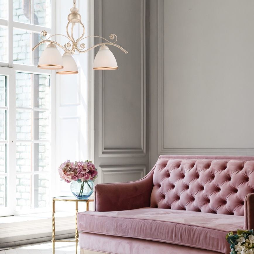 Πολύφωτο σε αλυσίδα RETRO II 3xE27/60W/230V λευκή πατίνα