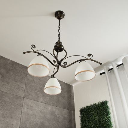 Πολύφωτο σε αλυσίδα RETRO II 3xE27/60W/230V μαύρη πατίνα