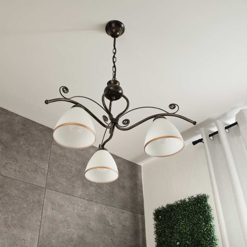 Πολύφωτο σε αλυσίδα RETRO II 3xE27/60W/230V μαύρη πατίνα