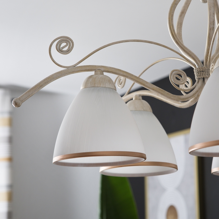 Πολύφωτο σε αλυσίδα RETRO II 5xE27/60W/230V λευκή πατίνα