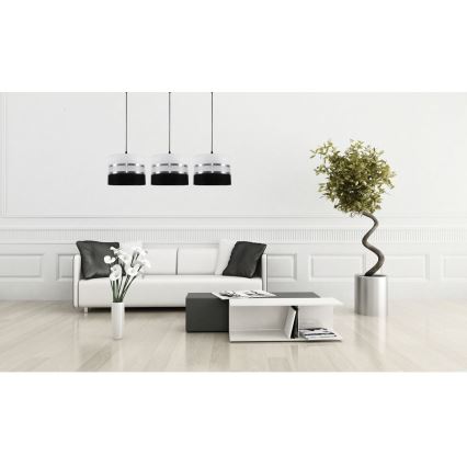 Πολύφωτο σε σχοινί CORAL 3xE27/60W/230V ασπρόμαυρο