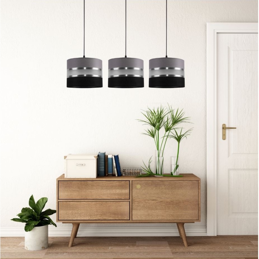 Πολύφωτο σε σχοινί CORAL 3xE27/60W/230V μαύρο και γκρι