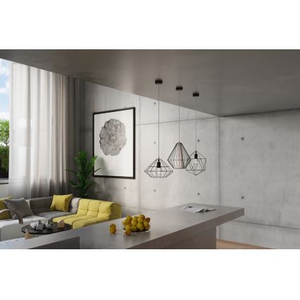 Πολύφωτο σε σχοινί DEMI 1xE27/60W/230V μαύρο/λευκό