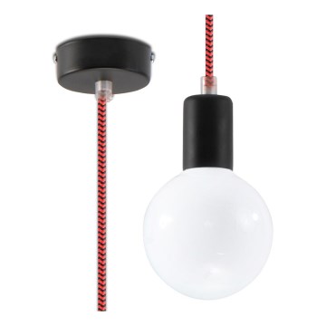 Πολύφωτο σε σχοινί EDISON 1xE27/60W/230V černá, κόκκινο