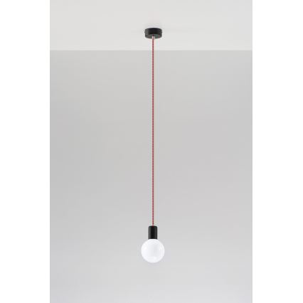 Πολύφωτο σε σχοινί EDISON 1xE27/60W/230V černá, κόκκινο