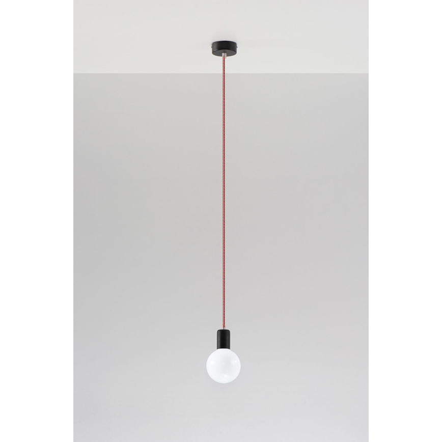 Πολύφωτο σε σχοινί EDISON 1xE27/60W/230V černá, κόκκινο
