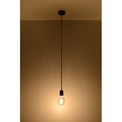 Πολύφωτο σε σχοινί EDISON 1xE27/60W/230V černá, κόκκινο