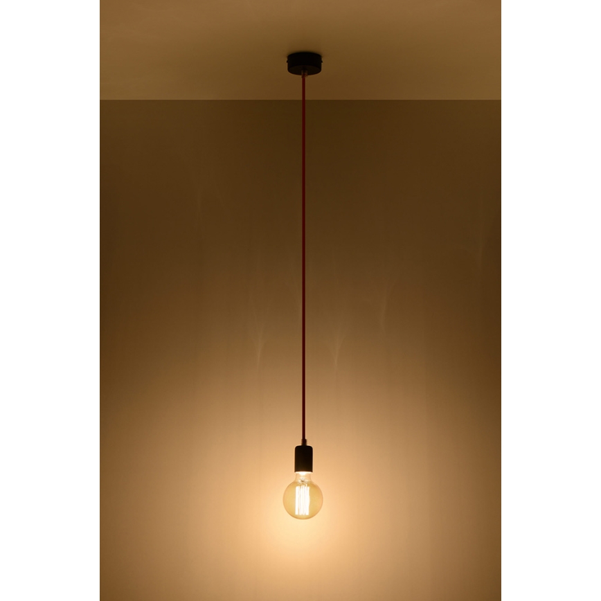 Πολύφωτο σε σχοινί EDISON 1xE27/60W/230V černá, κόκκινο