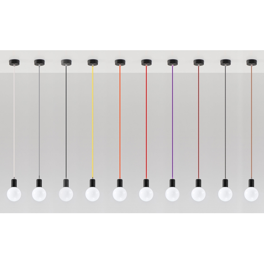 Πολύφωτο σε σχοινί EDISON 1xE27/60W/230V černá, κόκκινο