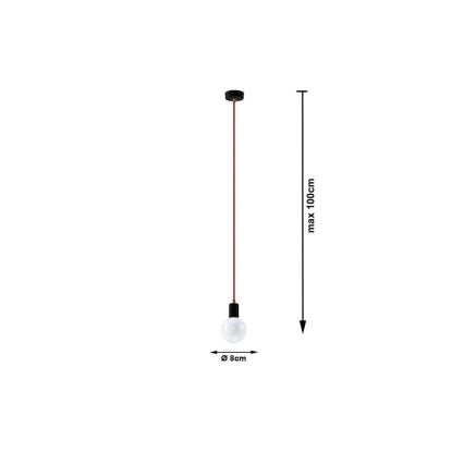 Πολύφωτο σε σχοινί EDISON 1xE27/60W/230V černá, κόκκινο
