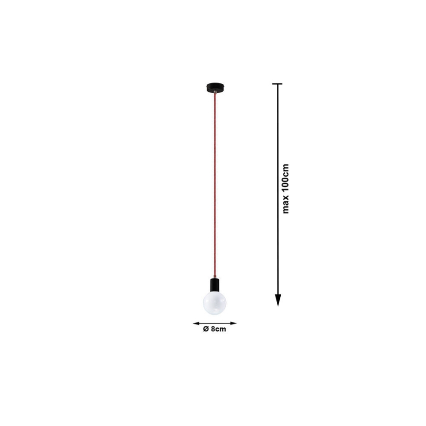 Πολύφωτο σε σχοινί EDISON 1xE27/60W/230V černá, κόκκινο