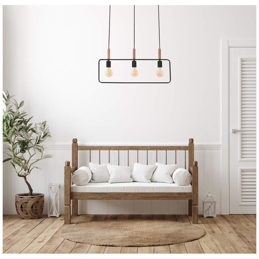 Πολύφωτο σε σχοινί FRAME 3xE27/60W/230V μαύρο