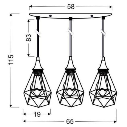 Πολύφωτο σε σχοινί GRAF 3xE27/60W/230V