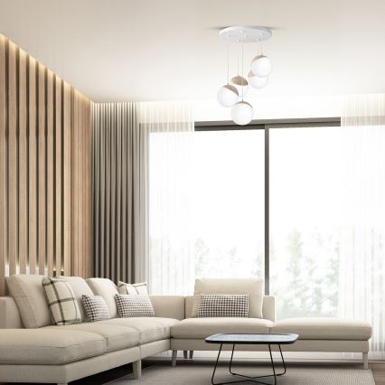 Πολύφωτο σε σχοινί SFERA WOOD 5xE14/40W/230V