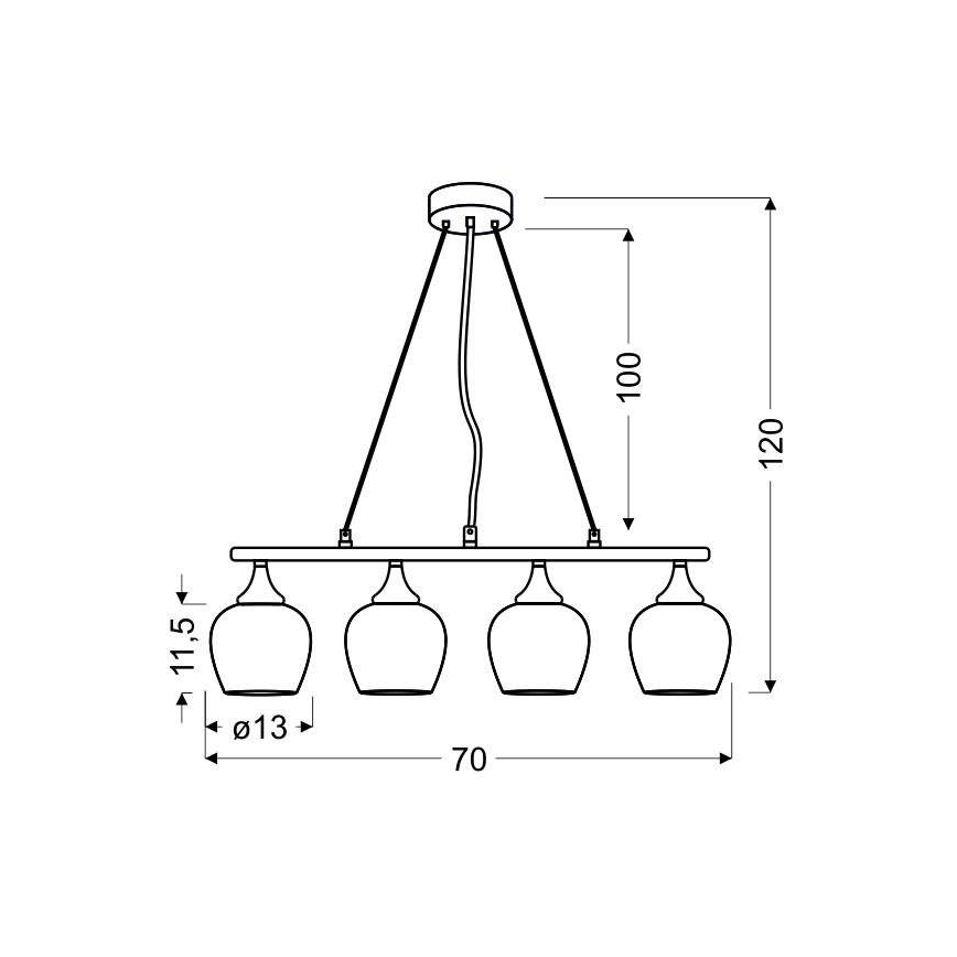 Πολύφωτο σε σχοινί SIRIUS 4xE27/60W/230V